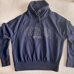 Victoria's Secret Blue Sweatshirt with High Collar and Embroidered Virginia